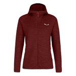 Salewa Hybrid-Fleecejacke Nuvolo Alpinewool mit Kapuze (4-Wege-Stretch, warm, atmungsaktiv) rot Damen
